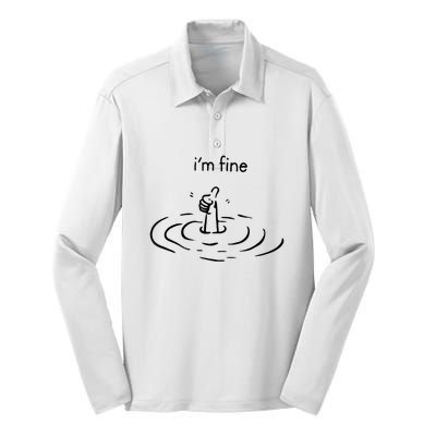 Funny Im Fine Gift Silk Touch Performance Long Sleeve Polo