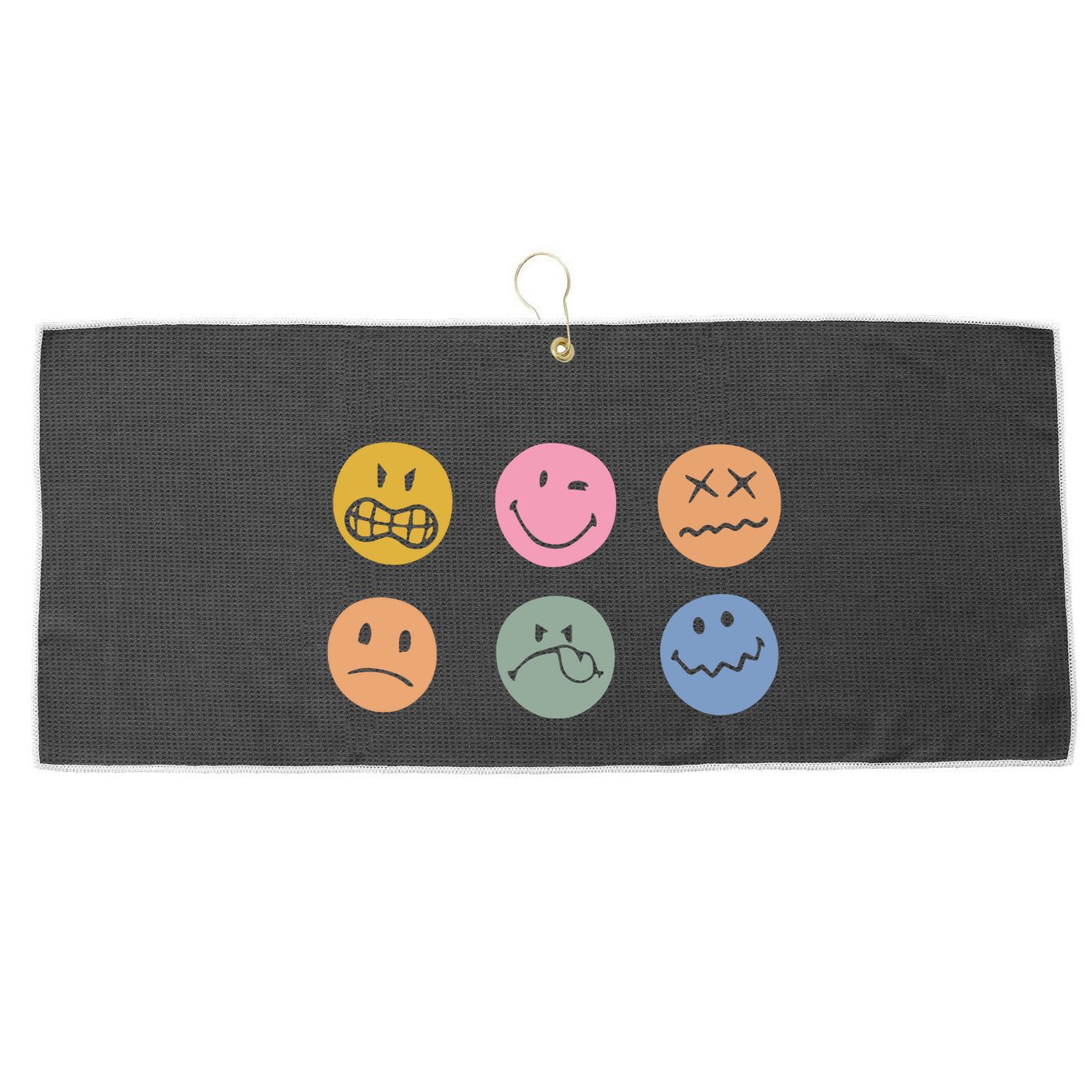 Face Icon Large Microfiber Waffle Golf Towel