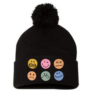 Face Icon Pom Pom 12in Knit Beanie