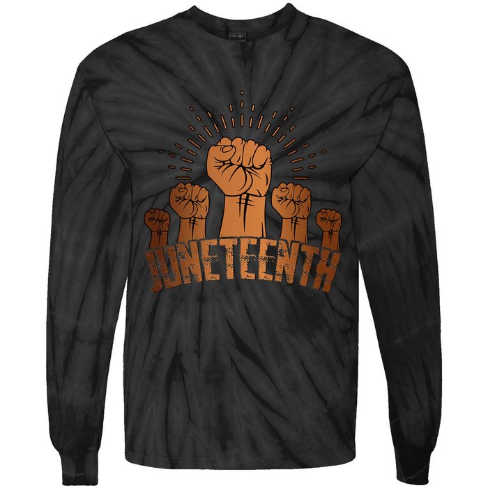 Free Ish Fist Juneteenth Melanin Black History Tie-Dye Long Sleeve Shirt