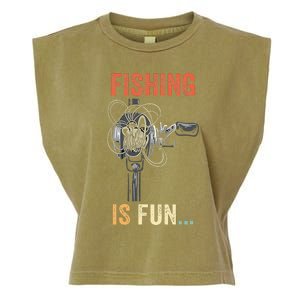 Fishing Is Fun BirdS Nest Fish Garment-Dyed Women's Muscle Tee