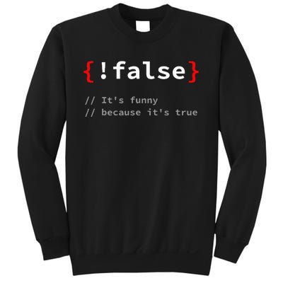 False ItS Funny Because ItS True Programmer Humor Sweatshirt