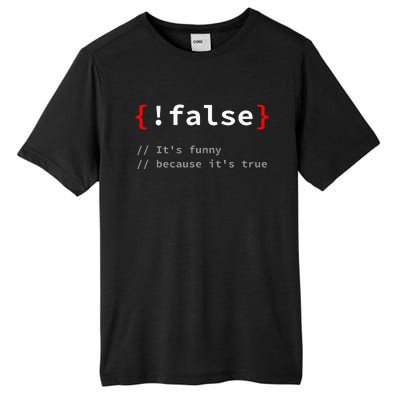 False ItS Funny Because ItS True Programmer Humor Tall Fusion ChromaSoft Performance T-Shirt