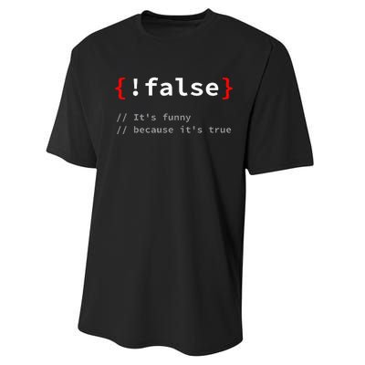 False ItS Funny Because ItS True Programmer Humor Performance Sprint T-Shirt