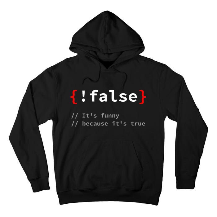False ItS Funny Because ItS True Programmer Humor Tall Hoodie