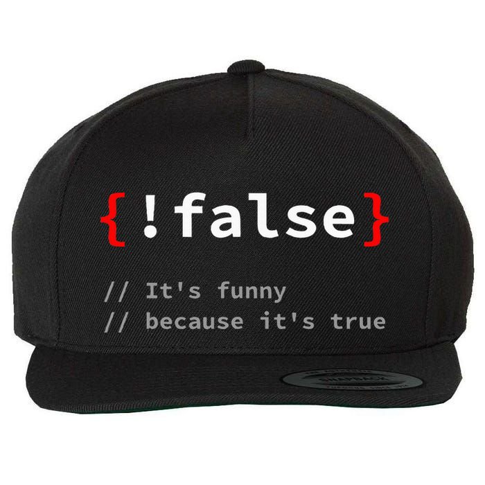 False ItS Funny Because ItS True Programmer Humor Wool Snapback Cap