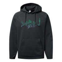 Fishing Icon For Fisherman Fish Hook Fishing Performance Fleece Hoodie