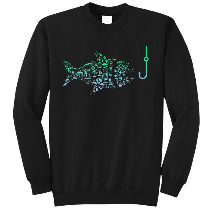 Fishing Icon For Fisherman Fish Hook Fishing Sweatshirt