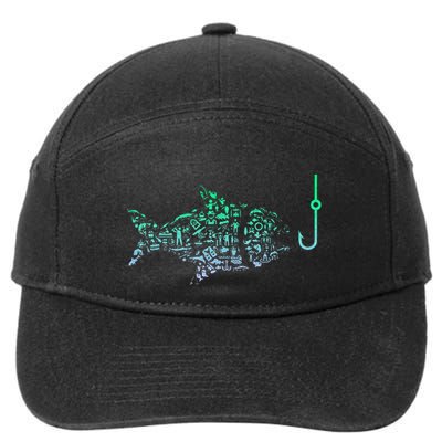 Fishing Icon For Fisherman Fish Hook Fishing 7-Panel Snapback Hat