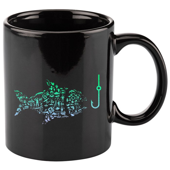 Fishing Icon For Fisherman Fish Hook Fishing 11oz C Handle Ceramic Mug