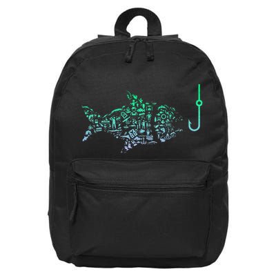 Fishing Icon For Fisherman Fish Hook Fishing 16 in Basic Backpack