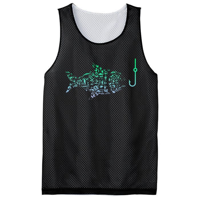 Fishing Icon For Fisherman Fish Hook Fishing Mesh Reversible Basketball Jersey Tank