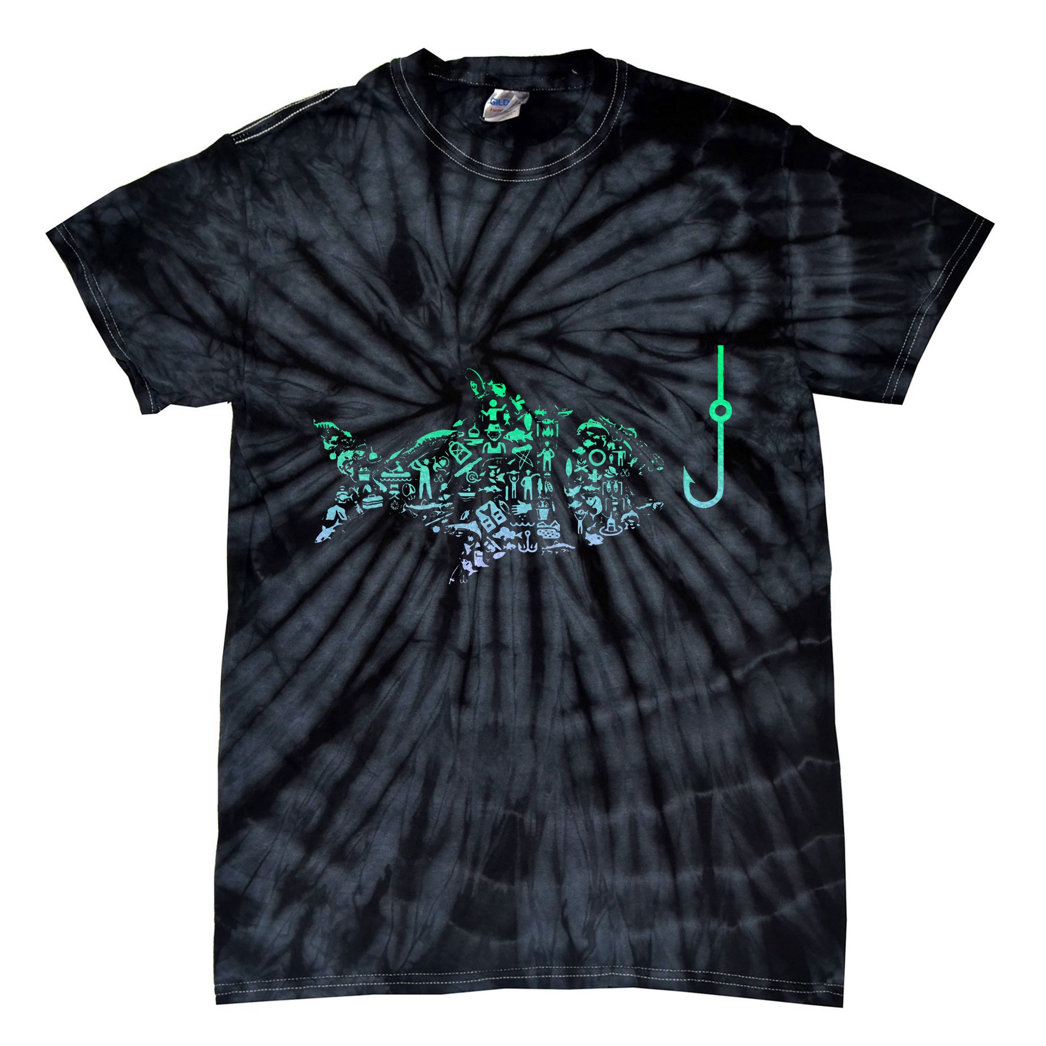 Fishing Icon For Fisherman Fish Hook Fishing Tie-Dye T-Shirt