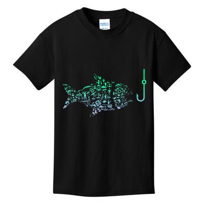 Fishing Icon For Fisherman Fish Hook Fishing Kids T-Shirt