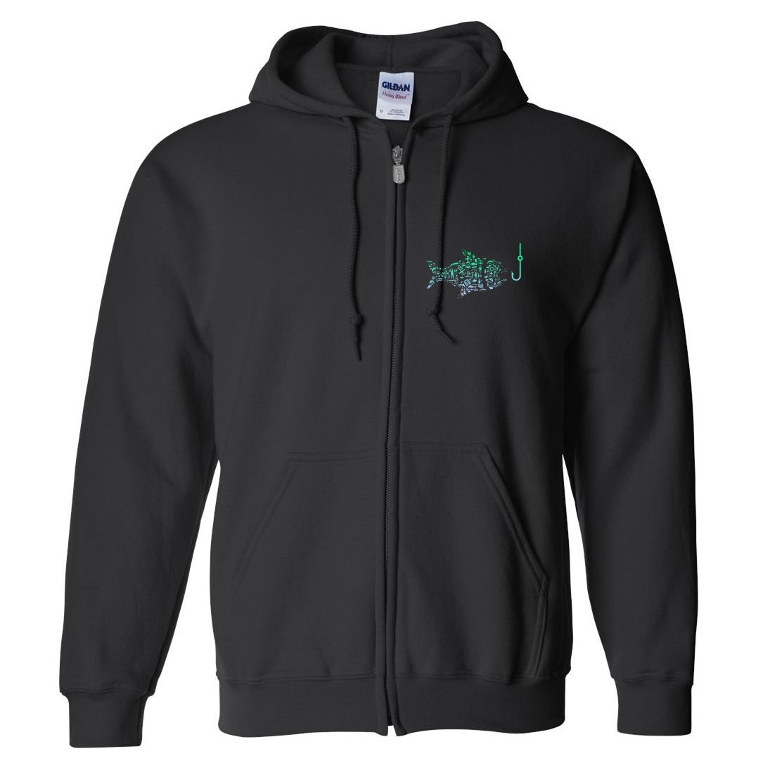Fishing Icon For Fisherman Fish Hook Fishing Full Zip Hoodie
