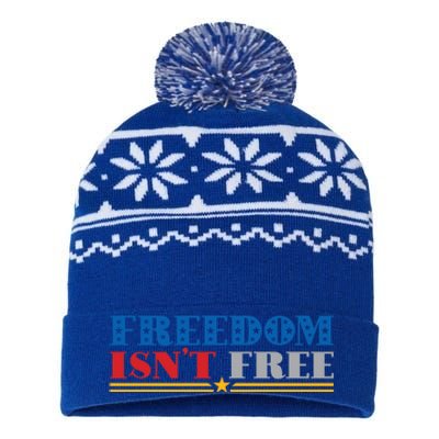 Freedom Isn't Free America Patriotic 4th Of July Veteran Meaningful Gift USA-Made Snowflake Beanie