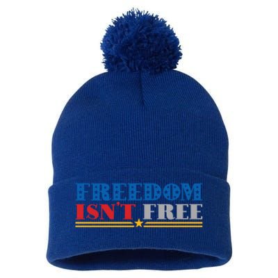 Freedom Isn't Free America Patriotic 4th Of July Veteran Meaningful Gift Pom Pom 12in Knit Beanie