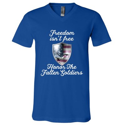 Freedom Isn't Free Honor The Fallen Soldiers Veterans Day Meaningful Gift V-Neck T-Shirt