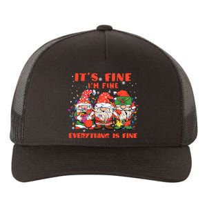 Funny IM Fine Everything Is Fine Gnome Christmas Lights Pj Yupoong Adult 5-Panel Trucker Hat