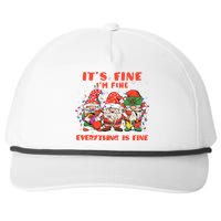 Funny IM Fine Everything Is Fine Gnome Christmas Lights Pj Snapback Five-Panel Rope Hat