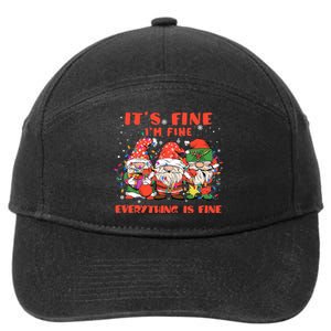 Funny IM Fine Everything Is Fine Gnome Christmas Lights Pj 7-Panel Snapback Hat