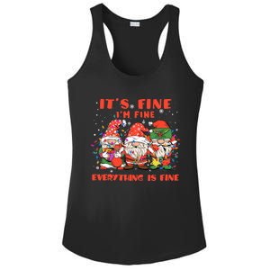 Funny IM Fine Everything Is Fine Gnome Christmas Lights Pj Ladies PosiCharge Competitor Racerback Tank