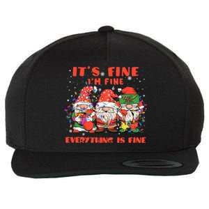 Funny IM Fine Everything Is Fine Gnome Christmas Lights Pj Wool Snapback Cap