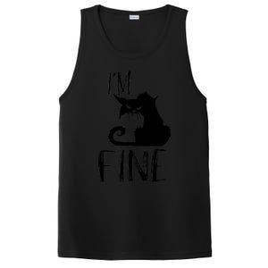 Funny I'm Fine Gift for Crazy Cat Owners, Black Cat Lover PosiCharge Competitor Tank