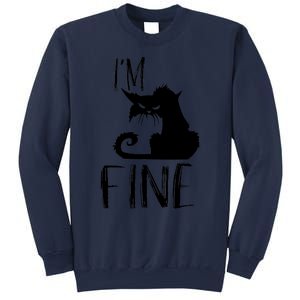 Funny I'm Fine Gift for Crazy Cat Owners, Black Cat Lover Sweatshirt