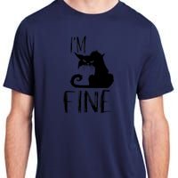 Funny I'm Fine Gift for Crazy Cat Owners, Black Cat Lover Adult ChromaSoft Performance T-Shirt