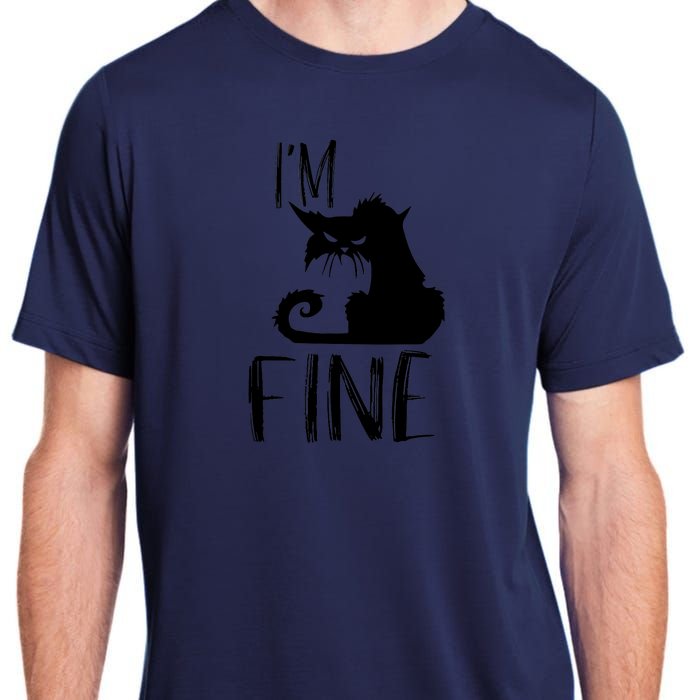 Funny I'm Fine Gift for Crazy Cat Owners, Black Cat Lover Adult ChromaSoft Performance T-Shirt