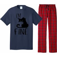 Funny I'm Fine Gift for Crazy Cat Owners, Black Cat Lover Pajama Set