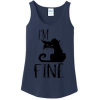 Funny I'm Fine Gift for Crazy Cat Owners, Black Cat Lover Ladies Essential Tank