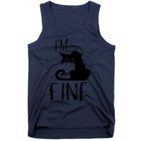 Funny I'm Fine Gift for Crazy Cat Owners, Black Cat Lover Tank Top