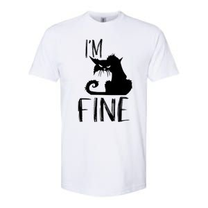 Funny I'm Fine Gift for Crazy Cat Owners, Black Cat Lover Softstyle CVC T-Shirt