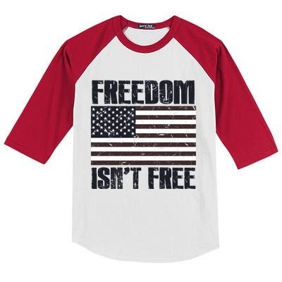 Freedom Isn't Free Vintage American Flag Memorial Day July 4 Cool Gift Kids Colorblock Raglan Jersey