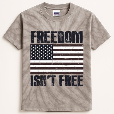 Freedom Isn't Free Vintage American Flag Memorial Day July 4 Cool Gift Kids Tie-Dye T-Shirt