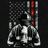 Fireman In Front Of American Flag Cool Firefighter Flag Ladies PosiCharge Tri-Blend Wicking Tank