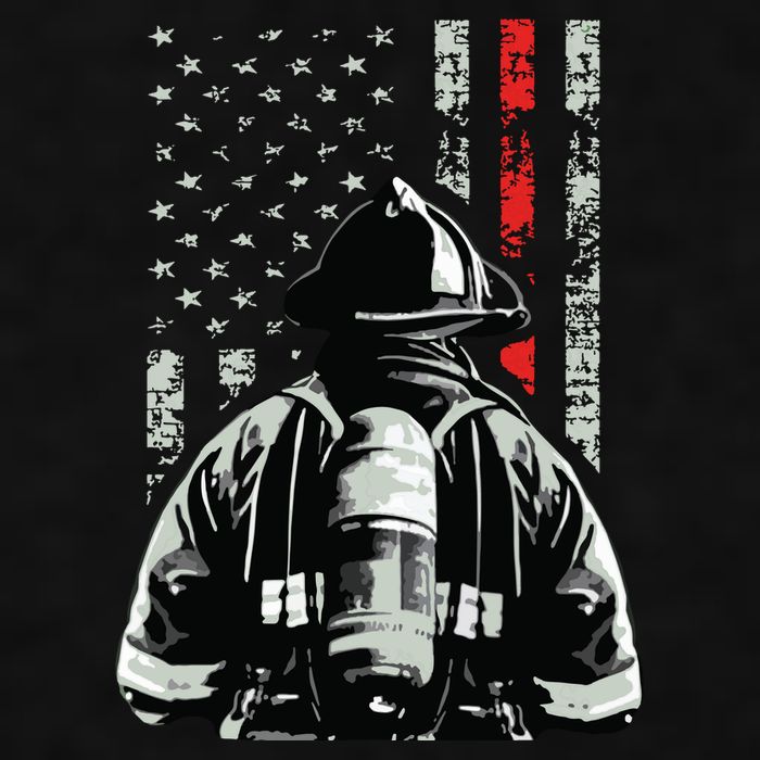Fireman In Front Of American Flag Cool Firefighter Flag Ladies PosiCharge Tri-Blend Wicking Tank