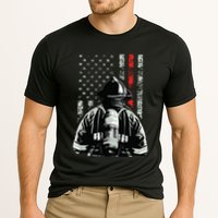 Fireman In Front Of American Flag Cool Firefighter Flag Performance Shirt