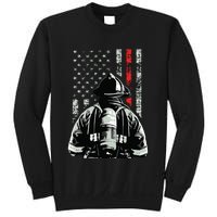 Fireman In Front Of American Flag Cool Firefighter Flag Sweatshirt
