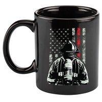 Fireman In Front Of American Flag Cool Firefighter Flag 11oz C Handle Ceramic Mug