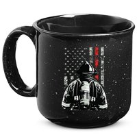 Fireman In Front Of American Flag Cool Firefighter Flag 15oz Campfire Ceramic Mug