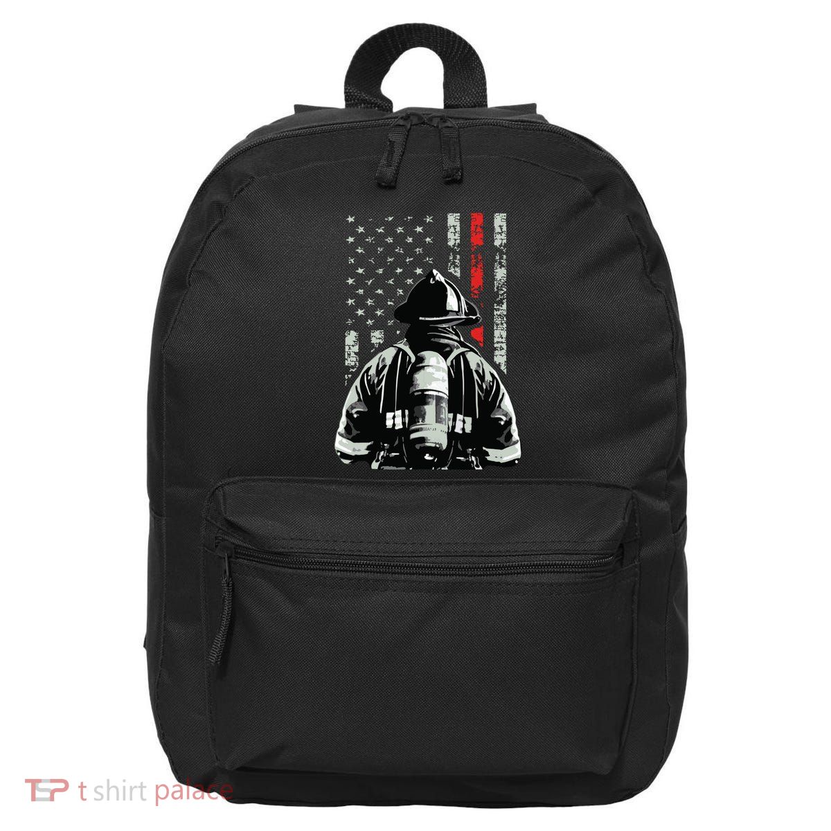 Fireman In Front Of American Flag Cool Firefighter Flag 16 in Basic Backpack