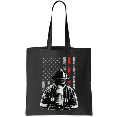 Fireman In Front Of American Flag Cool Firefighter Flag Bag