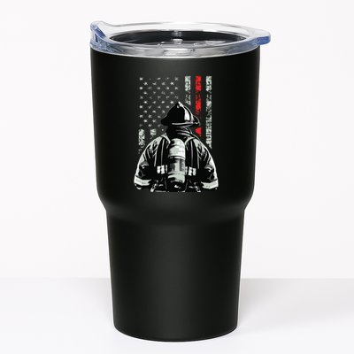 Fireman In Front Of American Flag Cool Firefighter Flag Tumbler