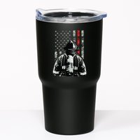 Fireman In Front Of American Flag Cool Firefighter Flag Tumbler
