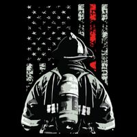 Fireman In Front Of American Flag Cool Firefighter Flag Pom Pom 12in Knit Beanie