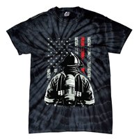 Fireman In Front Of American Flag Cool Firefighter Flag Tie-Dye T-Shirt