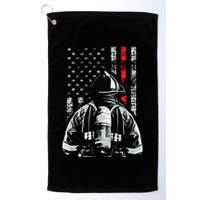 Fireman In Front Of American Flag Cool Firefighter Flag Golf Towel